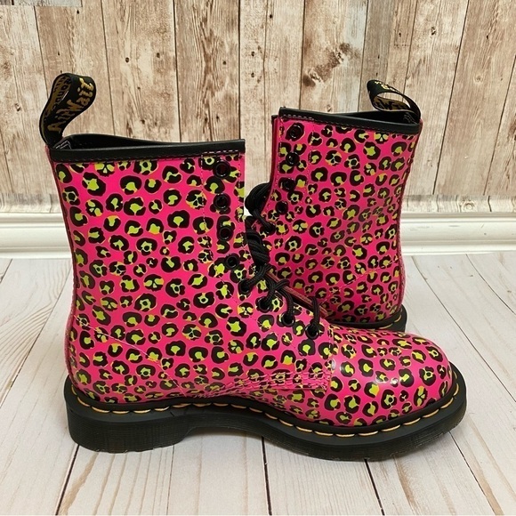 Dr. Martens 1460 Smooth Leather Leopard Print Combat Boots Size 7 Women - Picture 8 of 14
